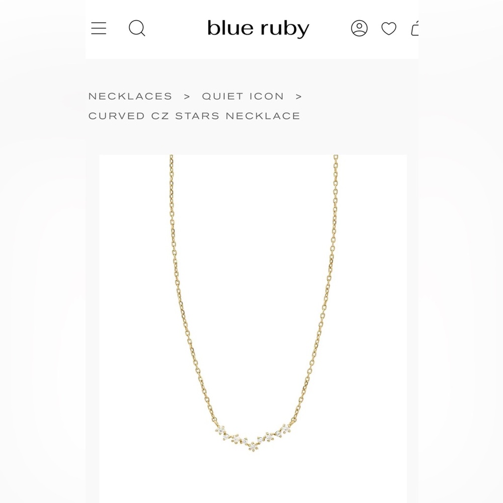 Blue Ruby Curved CZ Stars Necklace